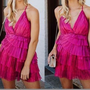 Pink Ruffle Formal Cocktail dress